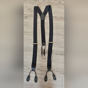 CAS West Germany Vintage Braces Suspenders Black Diamond Button End 1980s